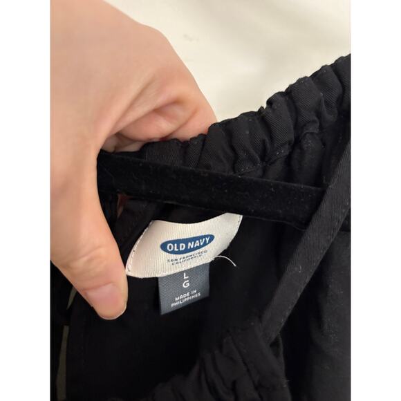 Old Navy Romper Womens Large Sleeveless Halter Neck Twill Black Jack Tie Waist - Picture 6 of 8